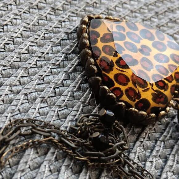 Betsy Johnson Multi Chain Leopard Heart Pendant Necklace - Picture 5 of 7